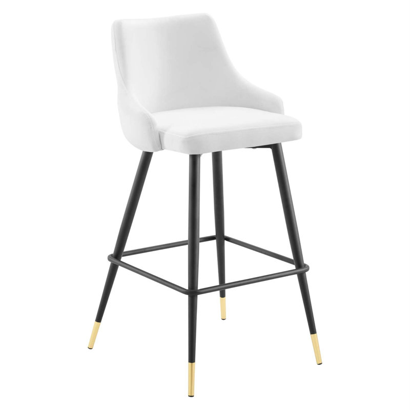 Tabouret de bar en velours Adorn Performance, Blanc, Tabouret de bar (hauteur d'assise de 29,5 po)