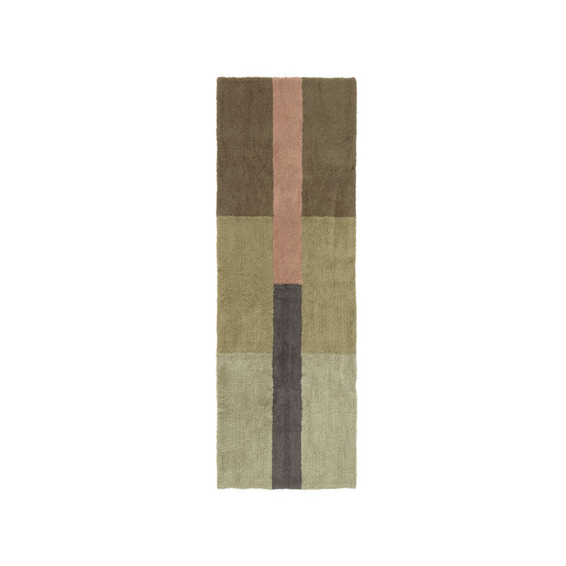 Tapis de couloir en laine Chroma, Mousse / rose cendré