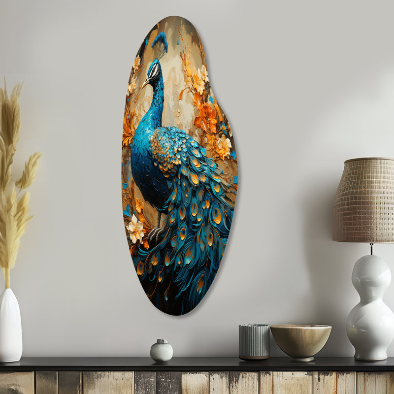 «Westbury - Curved Peacock», reproduction d'art asymétrique, H 38 po x l 15 po