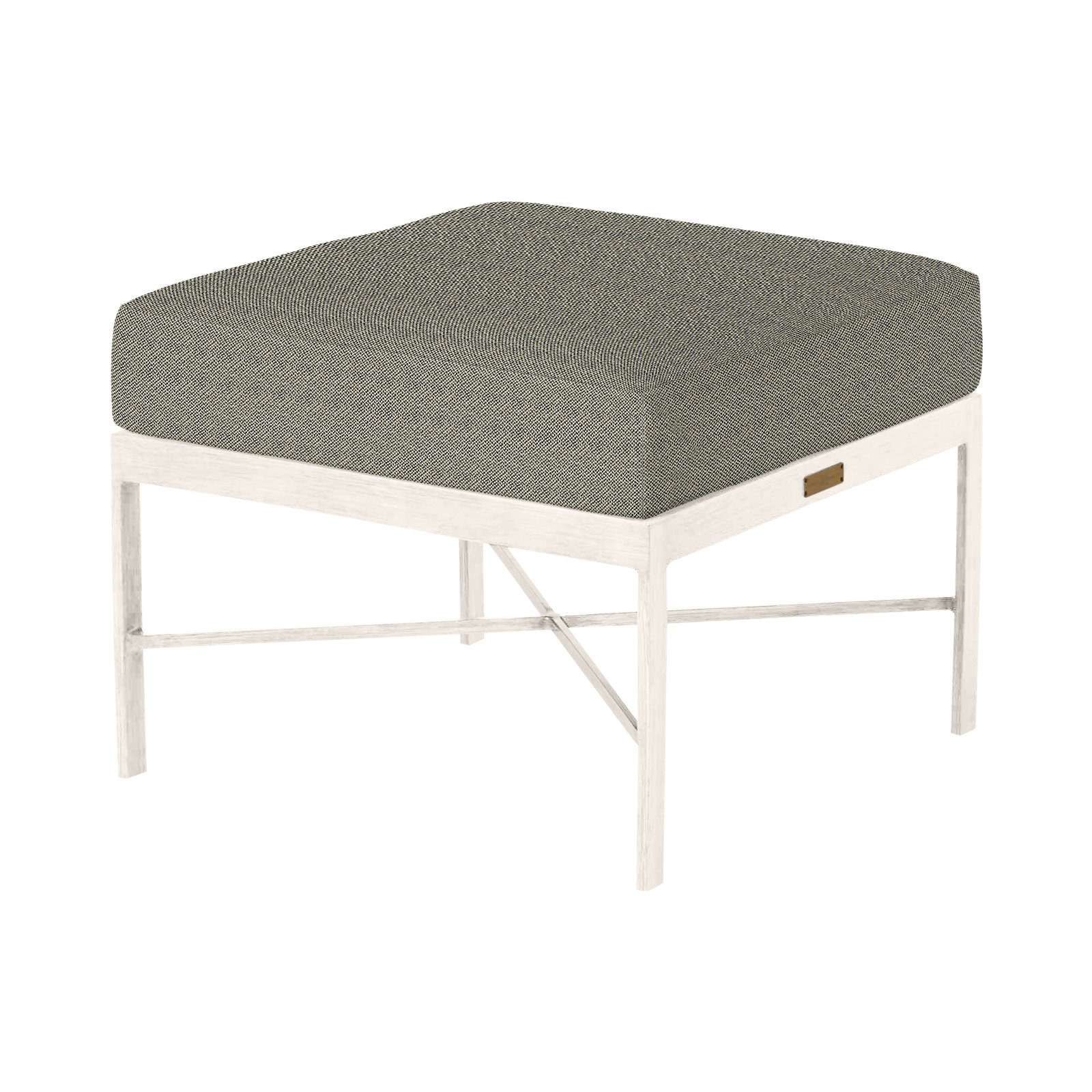 Monaco Wrought Outdoor Ottoman, No Welt, Dove Sunbrella® Linen, Chalk