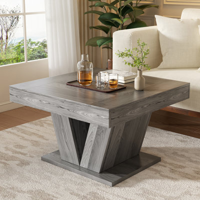 31.5" Square Rustic Coffee Table with Natural Wood Grain: A Perfect Blend of Style and Stability