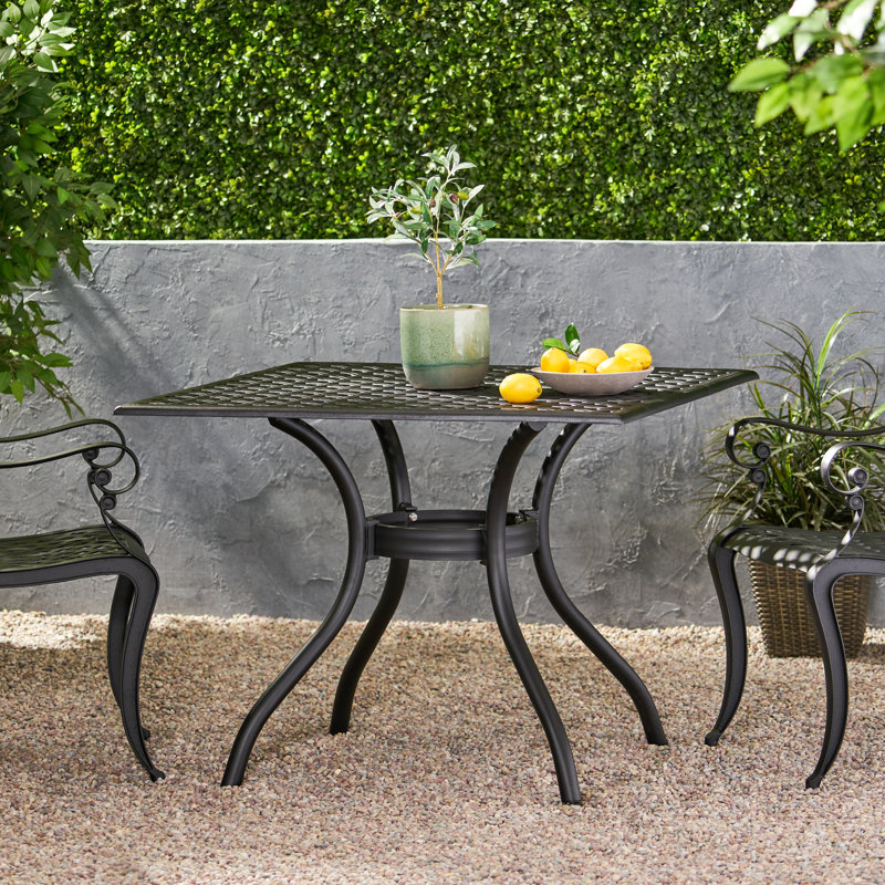 Table d'extérieur en aluminium, carrée 38,95 po, aspect sable noir, carrée 38,95 po, utilisation