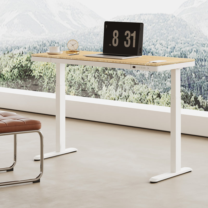 Bureau debout à hauteur réglable de 48 po / 55 po avec tiroir Home Office, H 46,5 po x l 47,4 po x P 23,7 po