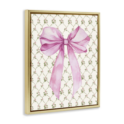 Arc-en-ciel rose sur un cadre flottant à motif de courtepointe rose, design par Petal Prints Design