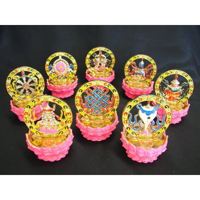 Ensemble de 8 sculptures d'objets de bon augure Feng Shui