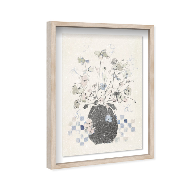 Modern Bloom Shadowbox Floral & Botanical Print by Oliver Gal, Black Frame, 10 x 15, 55.5" H x 37.5" W, Natural Oak Shadowbox