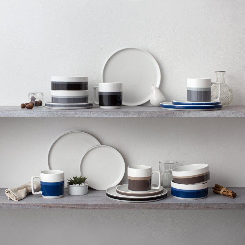 Noritake Colorstax Stripe 12-Piece Dinnerware Set, Service for 4, Gray