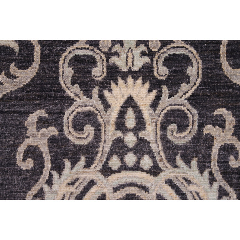 Hand-Knotted High-Quality Dark Gray Area Rug