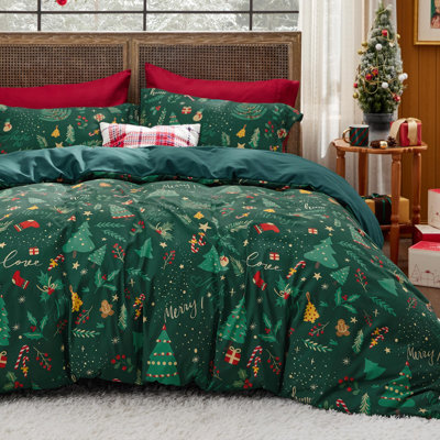 Bedsure Christmas Duvet Cover Holiday Vibe for Your Home Bedding Collection with Festive Patterns, Includes 1 Duvet Cover and 2 Pillow Sham (Gift Design)