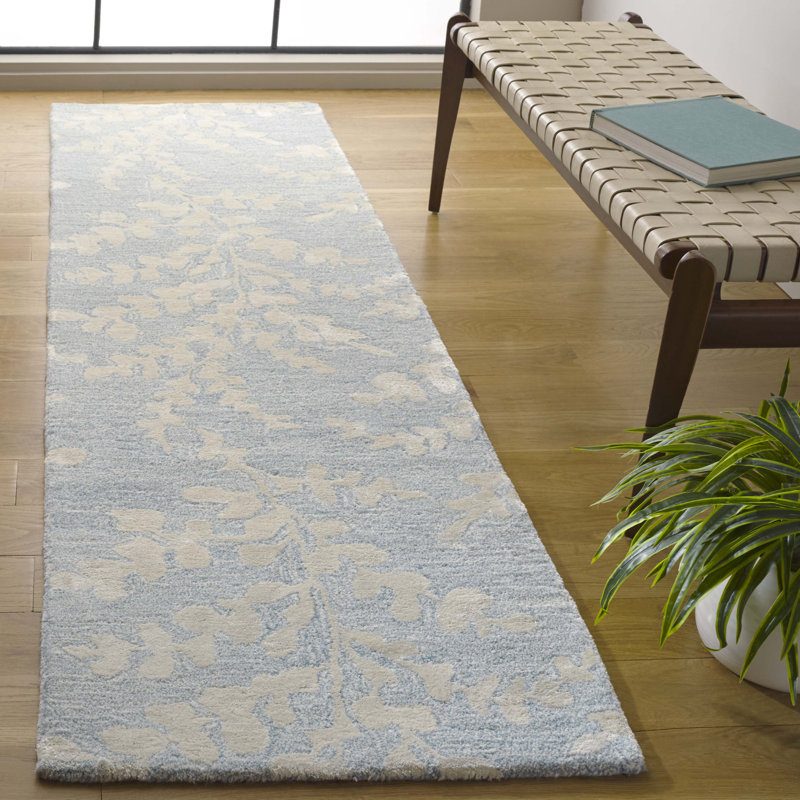 Tapis bleu / beige Glamour 542, Tapis de couloir 2 pi 3 po x 8 pi
