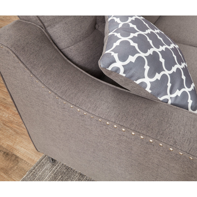Kirkham 105.9" W Reversible Modular Seating Component, Dark Gray Velvet