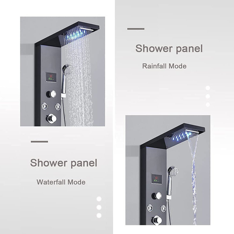Villalba Shower Tower Panel, Black