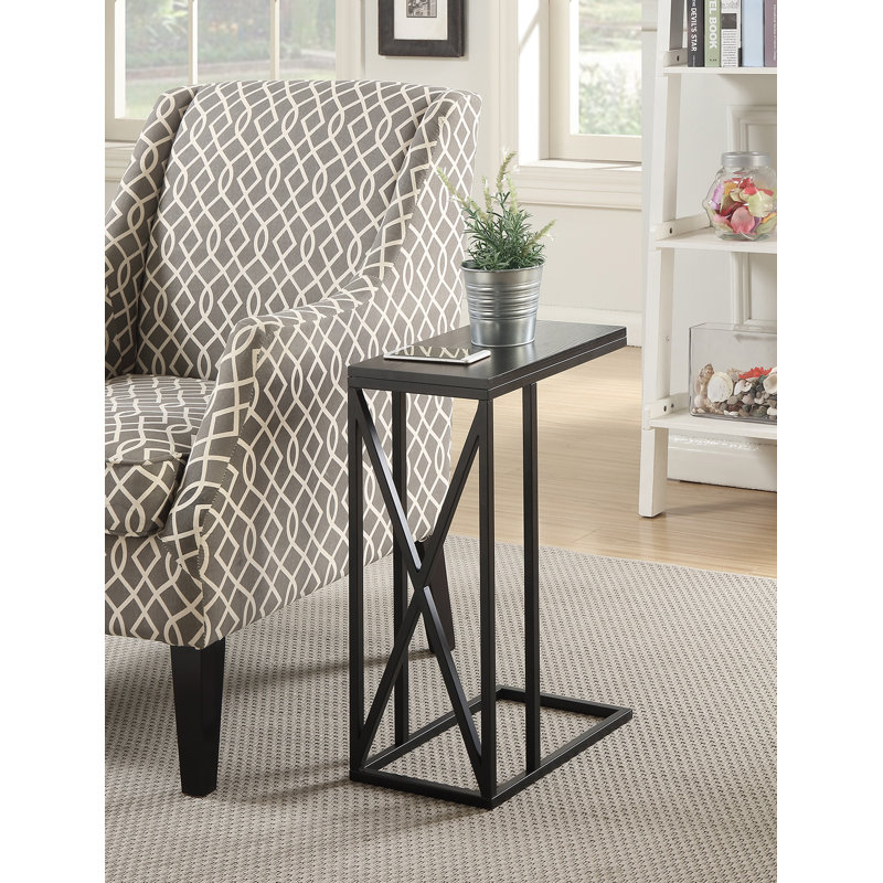 Table de bout en C 24,25 po Adreauna, Plateau noir / base noire