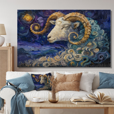 Bleu, blanc, astrologie, cosmique, alpiniste, Capricorne II - astronomie, art mural