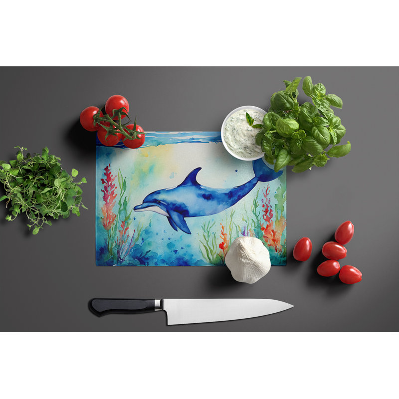Dolphin Glass Cutting Board Large
