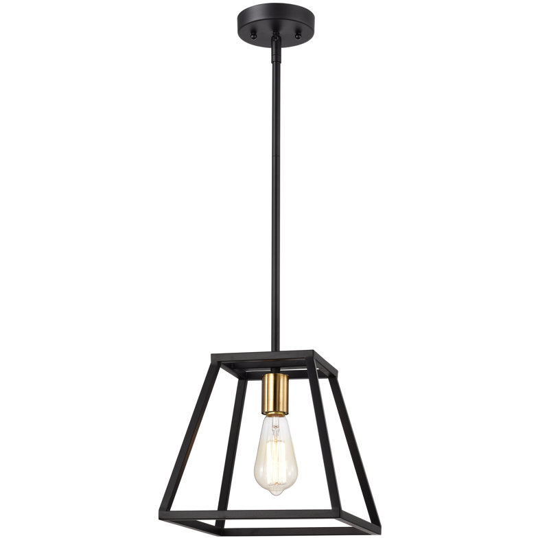 Luminaire suspendu conique à 1 lumière Haig, Noir texturé