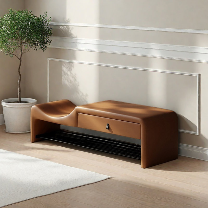 39.4in Shoe Storage Bench, Orange