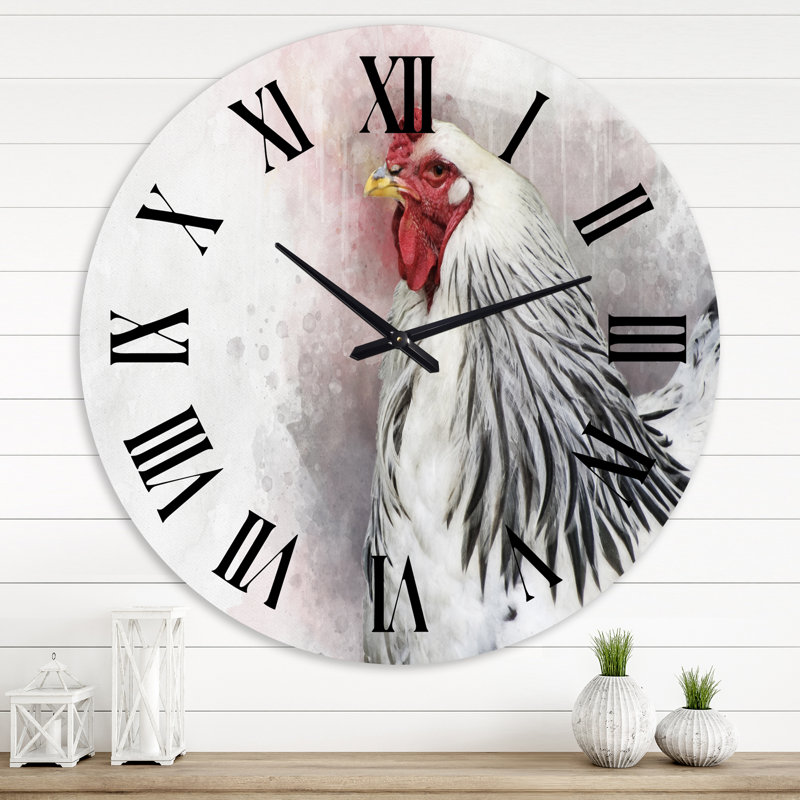 Coq blanc Columbia Brahma - horloge murale traditionnelle, Surdimensionné