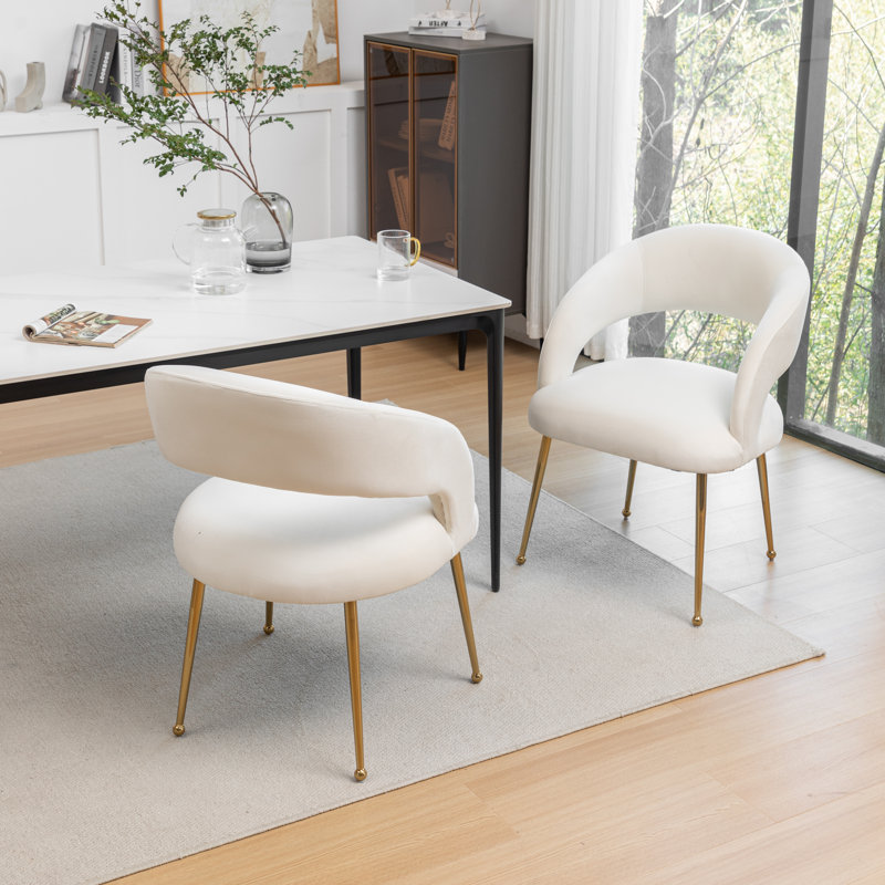 Lokelani 19.3'' H Velvet Upholstered Armchair, Beige, 2