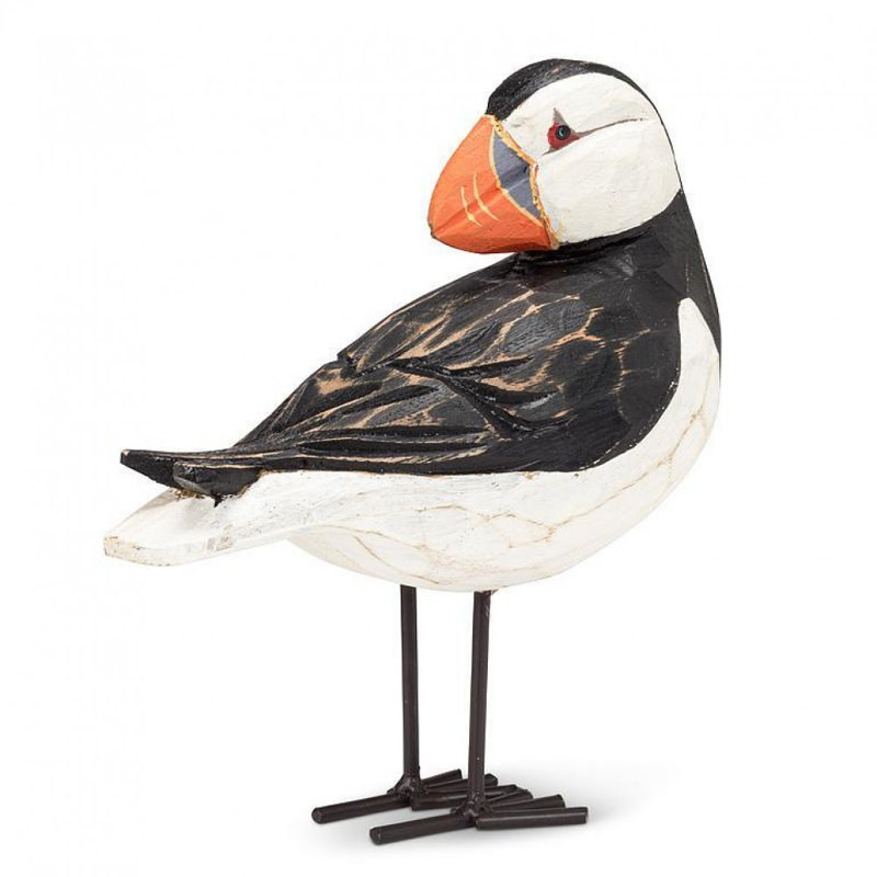 Figurine sculptée macareux avec tête tournée