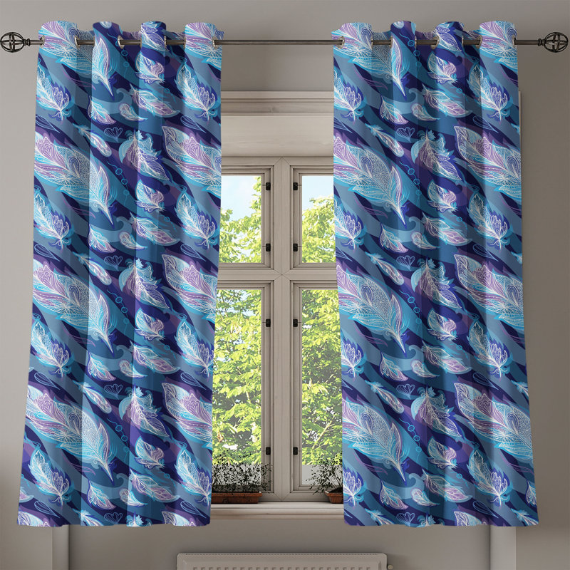 Rideau décoratif à rideaux et œillets 2 panneaux Dakota Fields, 50 po, bleu pâle, bleu marine, L 50 po x L 63 po