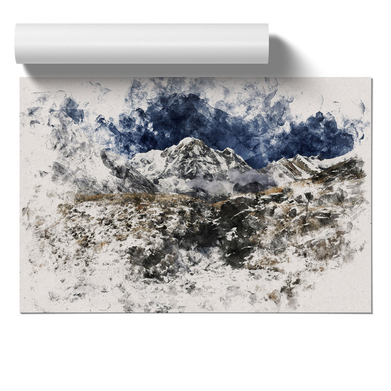 The Annapurna Sanctuary in Nepal Watercolour - Frameless Print, 30cm H x 42cm W x 0.1cm D