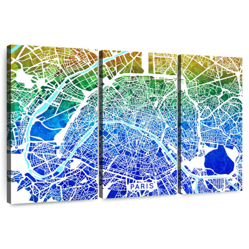 Aliaz Paris Map, 28" H x 45" W