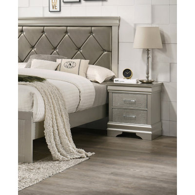 Tranightstanditional-Rustic Style 2-Drawer Nightstand 1Pc Flat Knobs Classic Bedroom Furniture