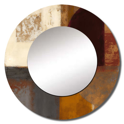Octaviana Chocolate Brown Elementary V - Abstract Large Mirror, Modern Unique Wall Mirror Decor, Printed Metal Art