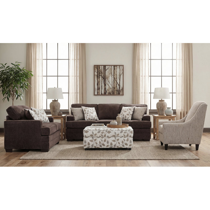 42" Upholstered Storage Ottoman With Casters - Greenthumb Autumn, Greenthumb Autumn