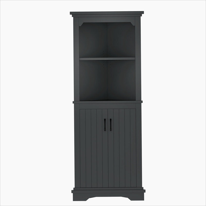 Grande armoire d'angle avec portes pour le salon, la salle de bain, la salle à manger ou la cuisine, noir