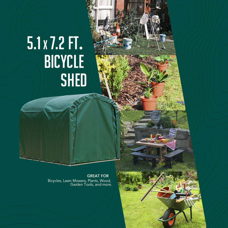 Weatherfast Weatherproof 3-Bike Bicycle Shed with Roll-Up Door, Portable Outdoor Fabric Storage Tent for Bicycles, Tools, and Garden Equipment