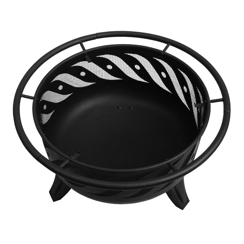Patio Lights Round Steel Smokeless Fire Pit, Firewave Black
