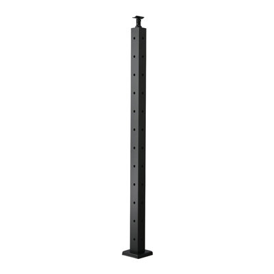 Cable Railing Post, 42x2x2 Inch Corner Railing Post, with L-Shaped Pre-Drilled Holes, Stainless Steel Cable Rail Post with Horizontal and Curved Bracket, 1-Pack, Black, 1JZLGZXHS1065S1EW001V0