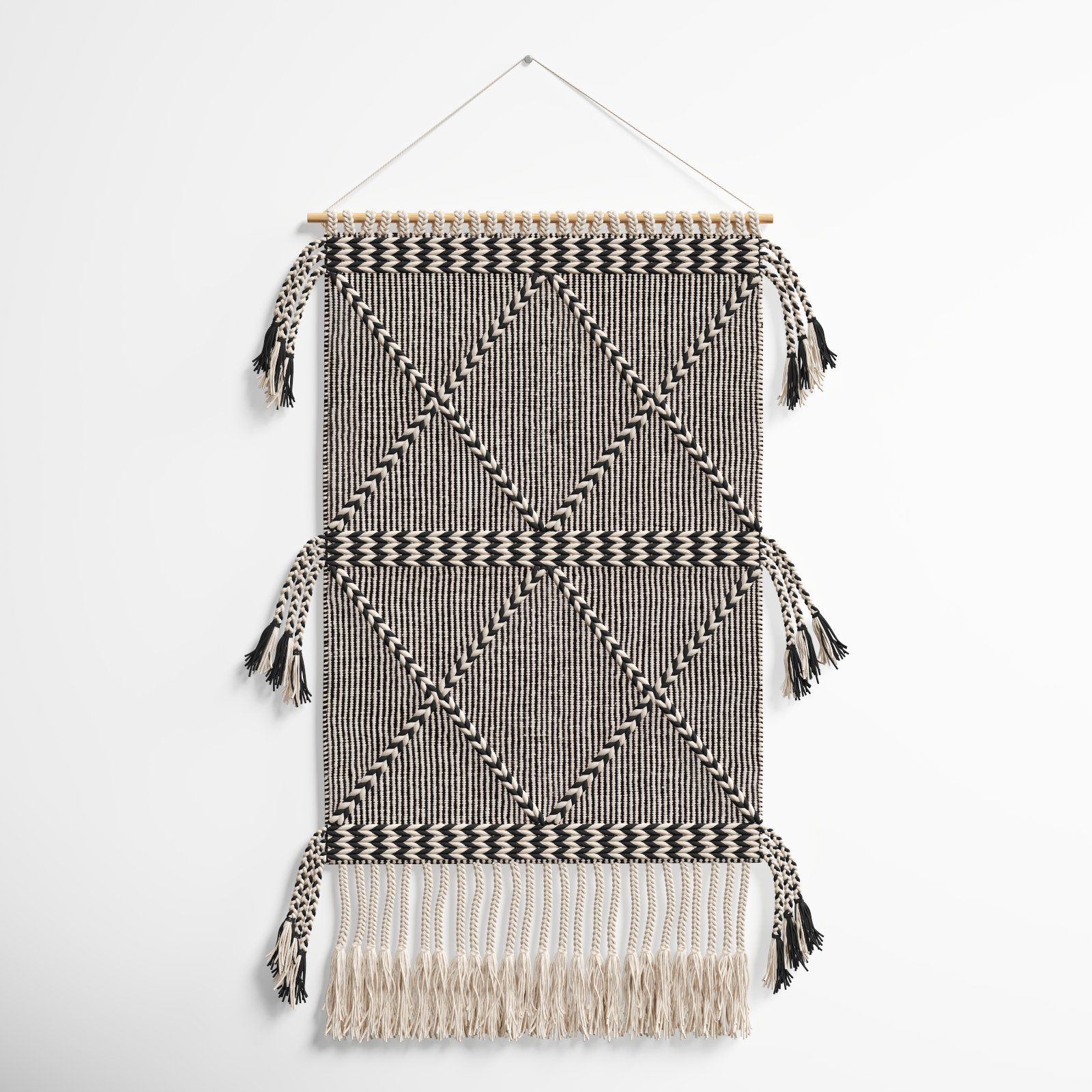Cotton Tassels Wall Hanging with Rod