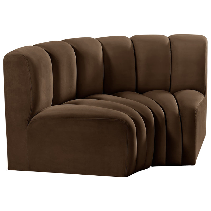 Ivanildo Upholstered Curved Sectional Reversible, Brown Velvet