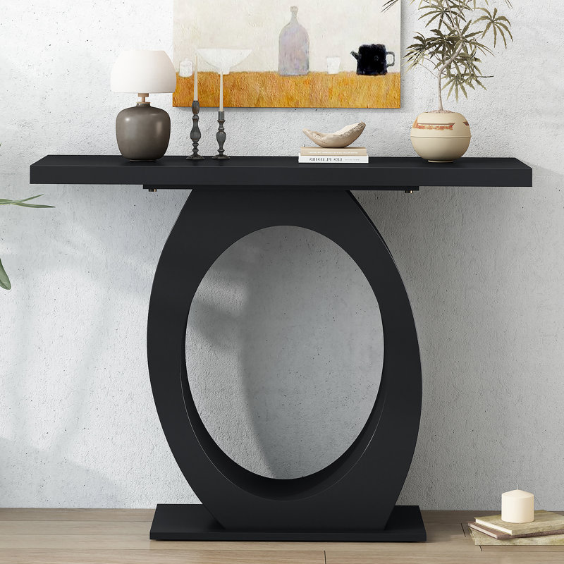 Console élégante et moderne avec base en forme d'œuf, stabilité et durabilité accrues, design épuré, Black, Black, Black