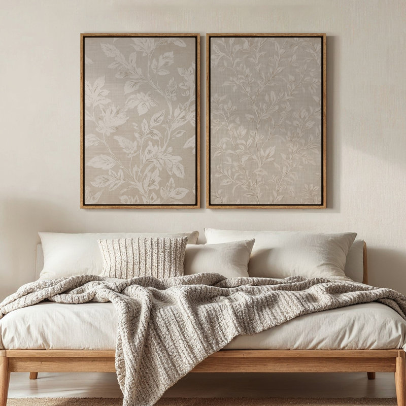 Framed Canvas Wall Art - Vintage Abstract Wall Prints for Bedroom, 36" H x 24" W, Natural