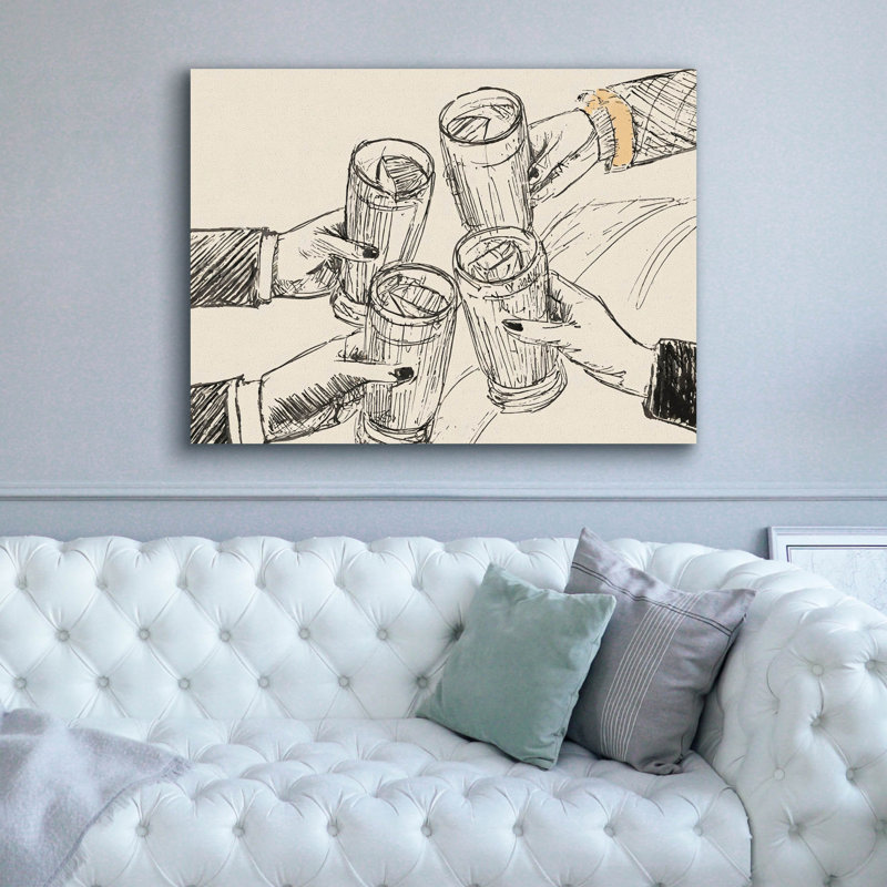 «Cheers People» par Andreas Magnusson, art mural sur toile, H 40 po x l 54 po x P 1,5 po