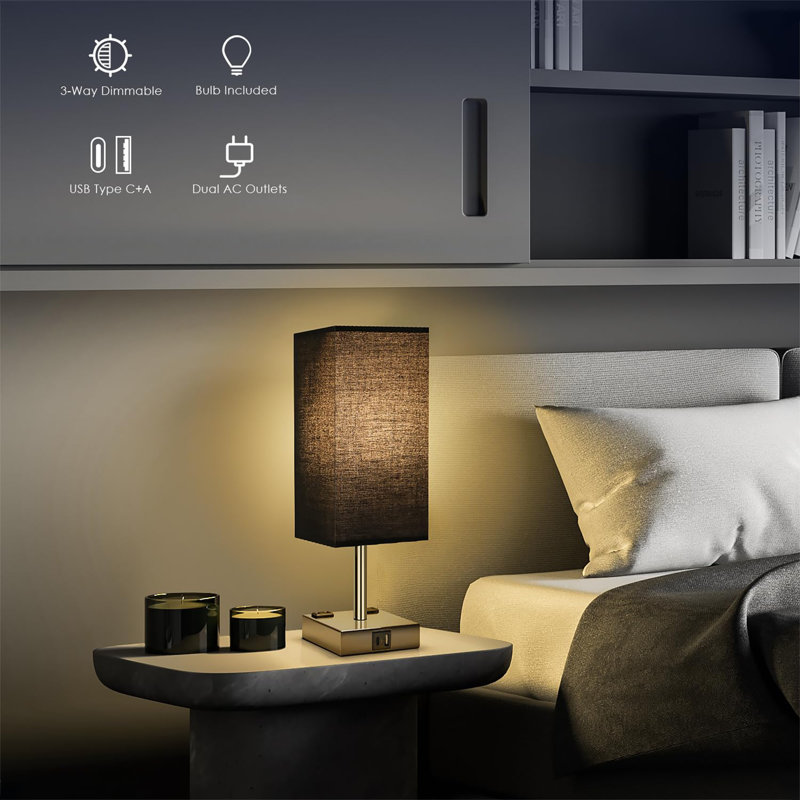 Lampe de chevet pour chambre à coucher, Noir, noir, noir, noir, Chrome