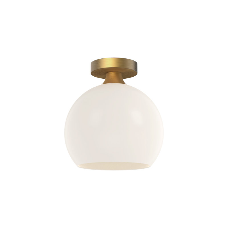 Plafonnier encastré 1 lumière 9,875 po Castilla, Opale matte, Doré vieilli