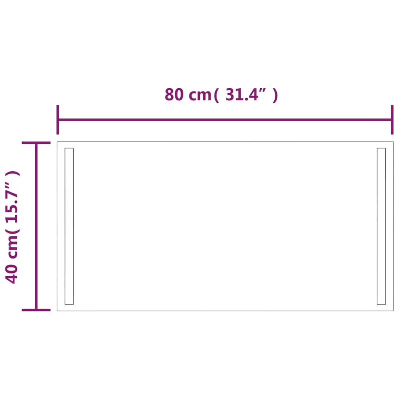 Kareny Flat Wall Mirror, 40 cm H x 80 cm W