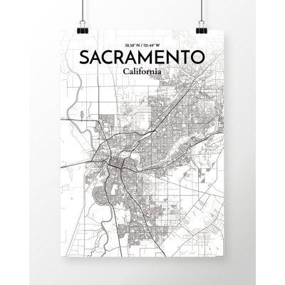 Sacramento City Map - Unframed Graphic Art Print on Paper