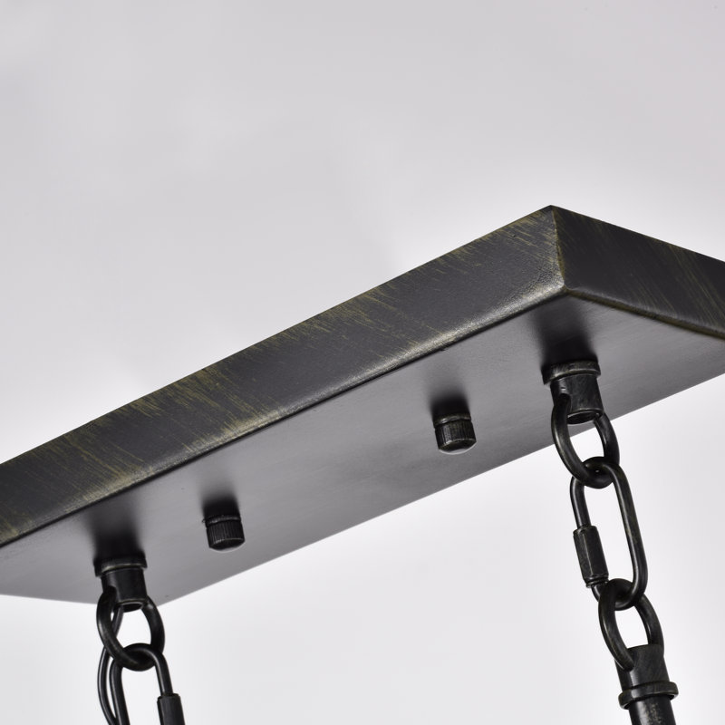 Lustre rectangulaire pour îlot de cuisine à 5 lumières avec accents en fer forgé Colum