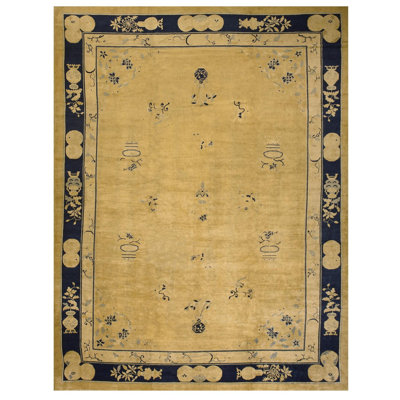 Antique Large Peking Chinese Geometric Knotted Rug