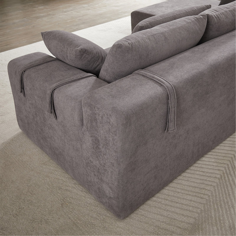 Ensemble de canapé modulaire rembourré Modern Chenille, Gris chenille