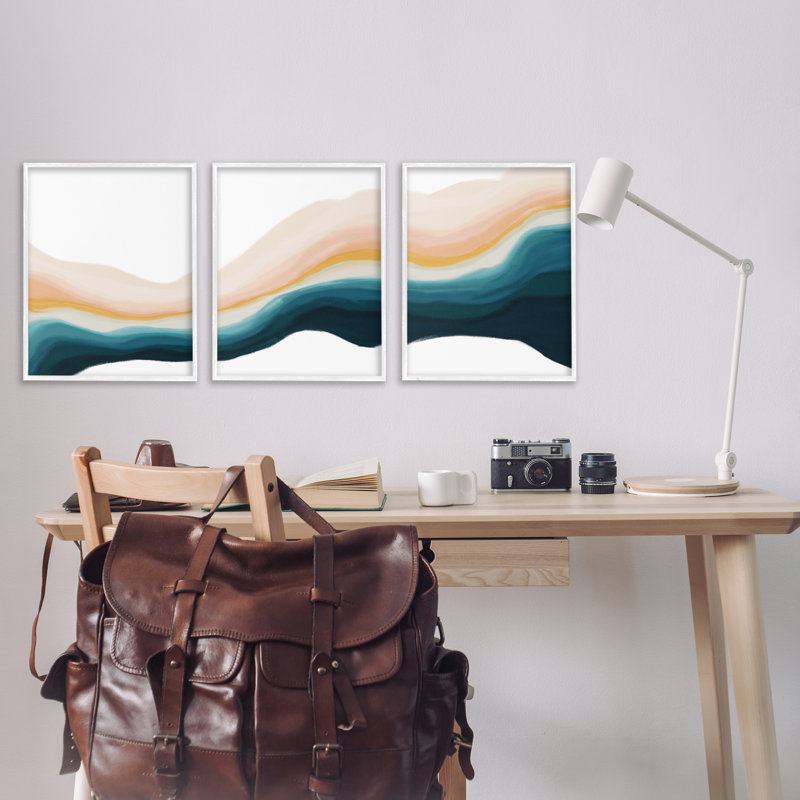  «Fluid Peach Swirl», ensemble de 3 giclées par JJ Design House, LLC., H 30 po x l 20 po