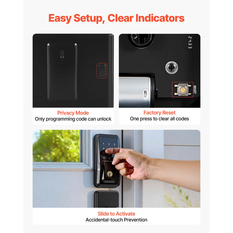 Keyless Entry Door Lock with Handle Set, Touchpad Electronic Deadbolt with IC Card, Customizable User Codes, Keyed Entry, Auto Lock, Anti-Peeking Password, Backlit, Matte Black, Designed for Home