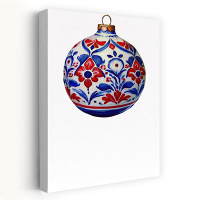 Festive Floral Ornament Classic Delicate Elegant Winter Wall Art Print 1 Piece Wrapped Canvas Wall Art
