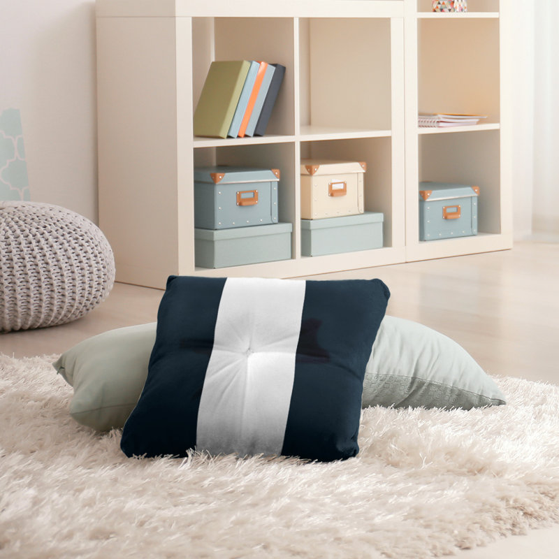  Coussin de sol touffeté, 30 po x 30 po, Bleu marine/blanc